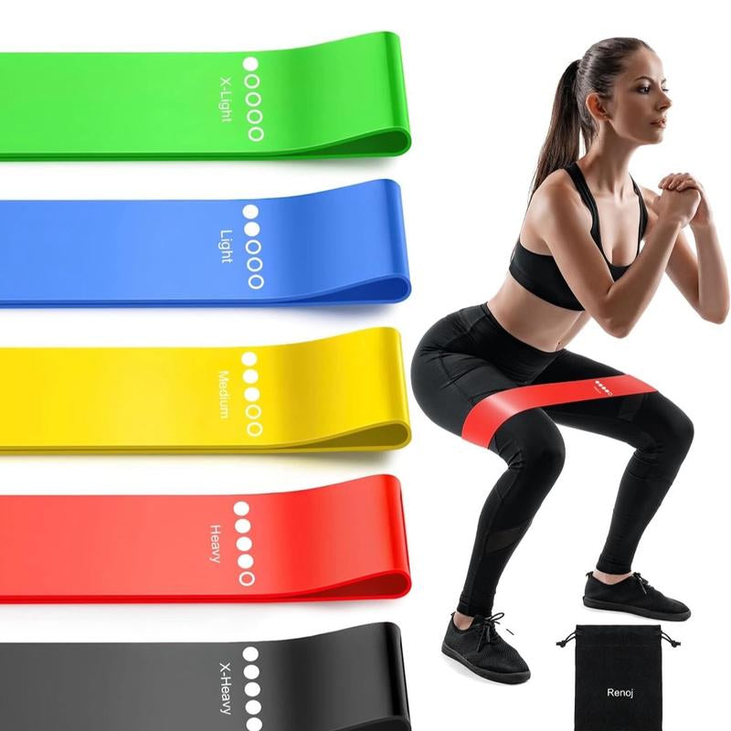 Resistance Bands for Working Out, Elastic Exercice Loop Bands for Physical Therapy, 5 Set of Stretch Bands for Booty Legs, with Instruction Manual and Carry Bag