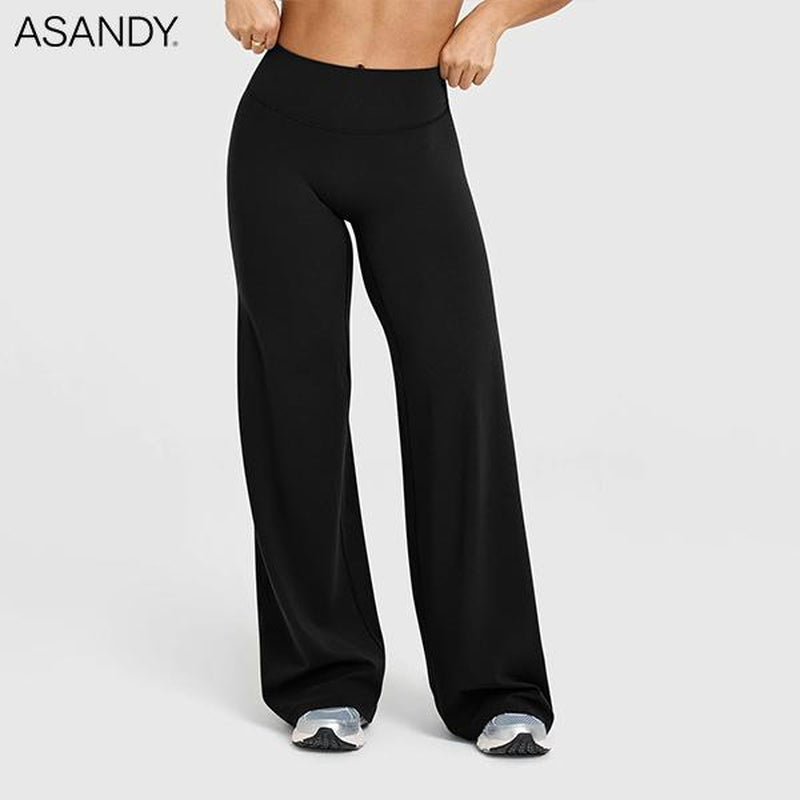 ASANDY Women'S High Waist Wide Leg Yoga Pants - Loose Fit for Exercise, Casual & Everyday Wear