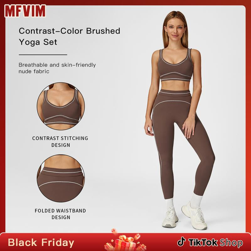 MFVIM Women'S Two-Piece Sports Set, Comfortable Activewear for Fitness and Gym, Athletic Clothing for Everyday Use Summer Sportswear Yoga Bottoms