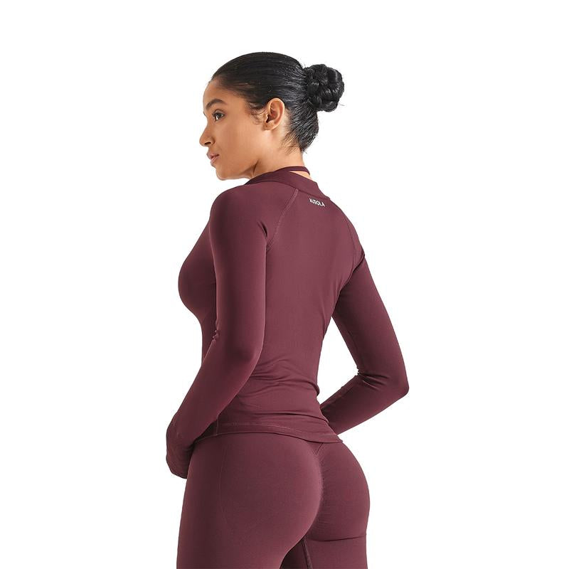 AUROLA Influence Athletic Workout Jacket for Women, Lightweight Slim Fit Full Zip Running Yoga Sports Jacket with Thumb Holes