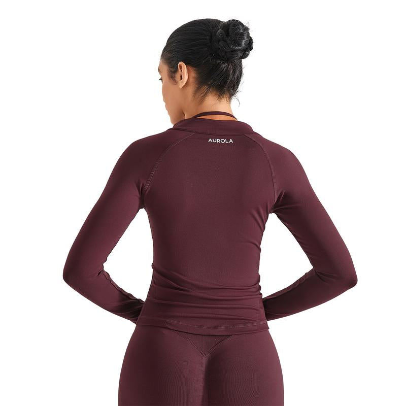 AUROLA Influence Athletic Workout Jacket for Women, Lightweight Slim Fit Full Zip Running Yoga Sports Jacket with Thumb Holes