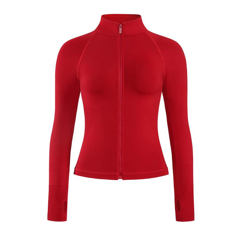 AUROLA Influence Athletic Workout Jacket for Women, Lightweight Slim Fit Full Zip Running Yoga Sports Jacket with Thumb Holes