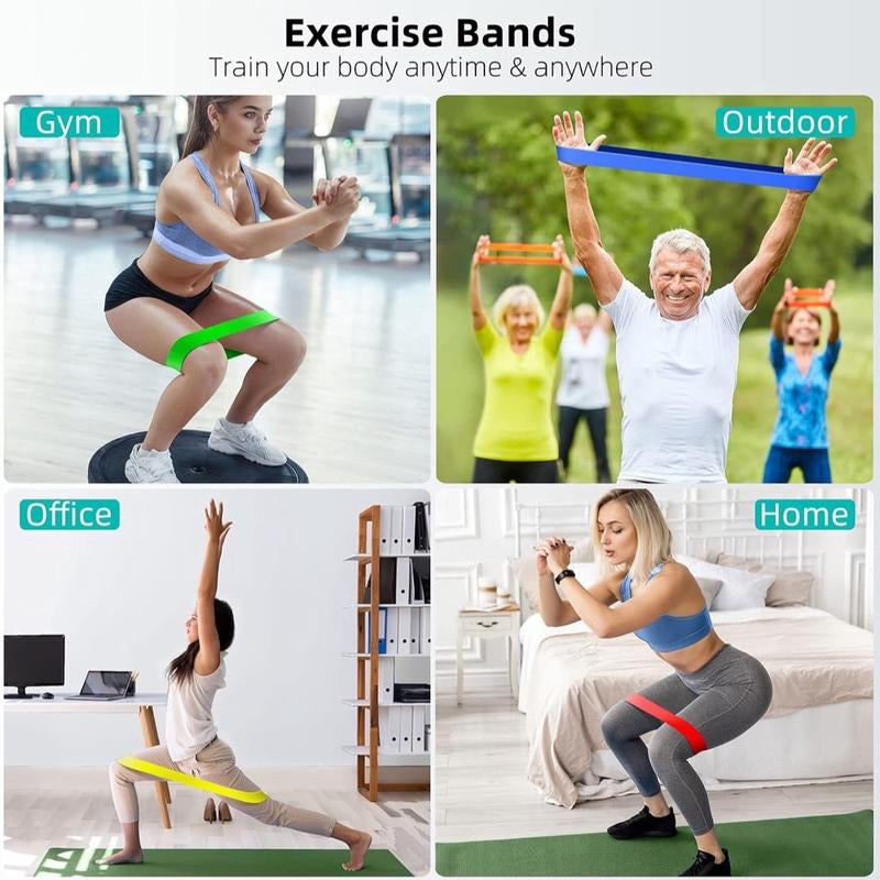 Resistance Bands for Working Out, Elastic Exercice Loop Bands for Physical Therapy, 5 Set of Stretch Bands for Booty Legs, with Instruction Manual and Carry Bag