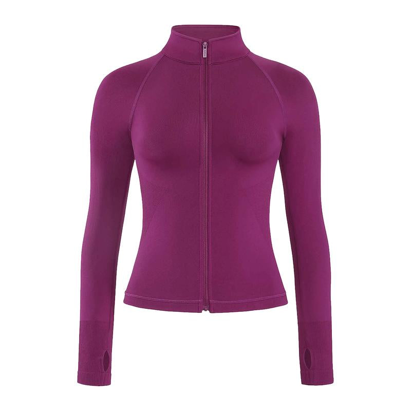 AUROLA Influence Athletic Workout Jacket for Women, Lightweight Slim Fit Full Zip Running Yoga Sports Jacket with Thumb Holes